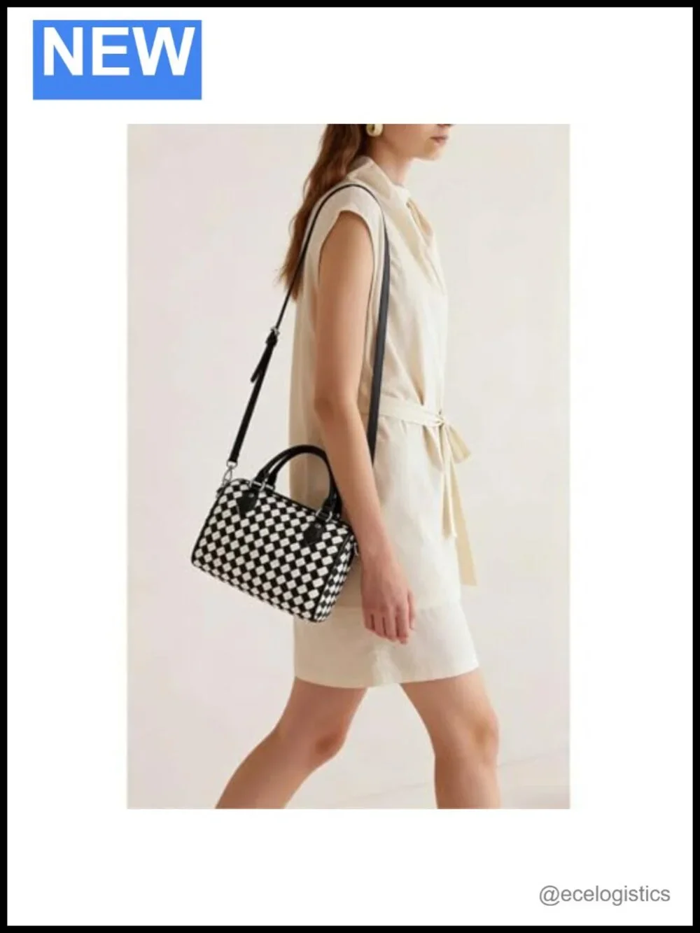 Women's Woven Leather Satchel Handbag with Top Handle & Crossbody Strap